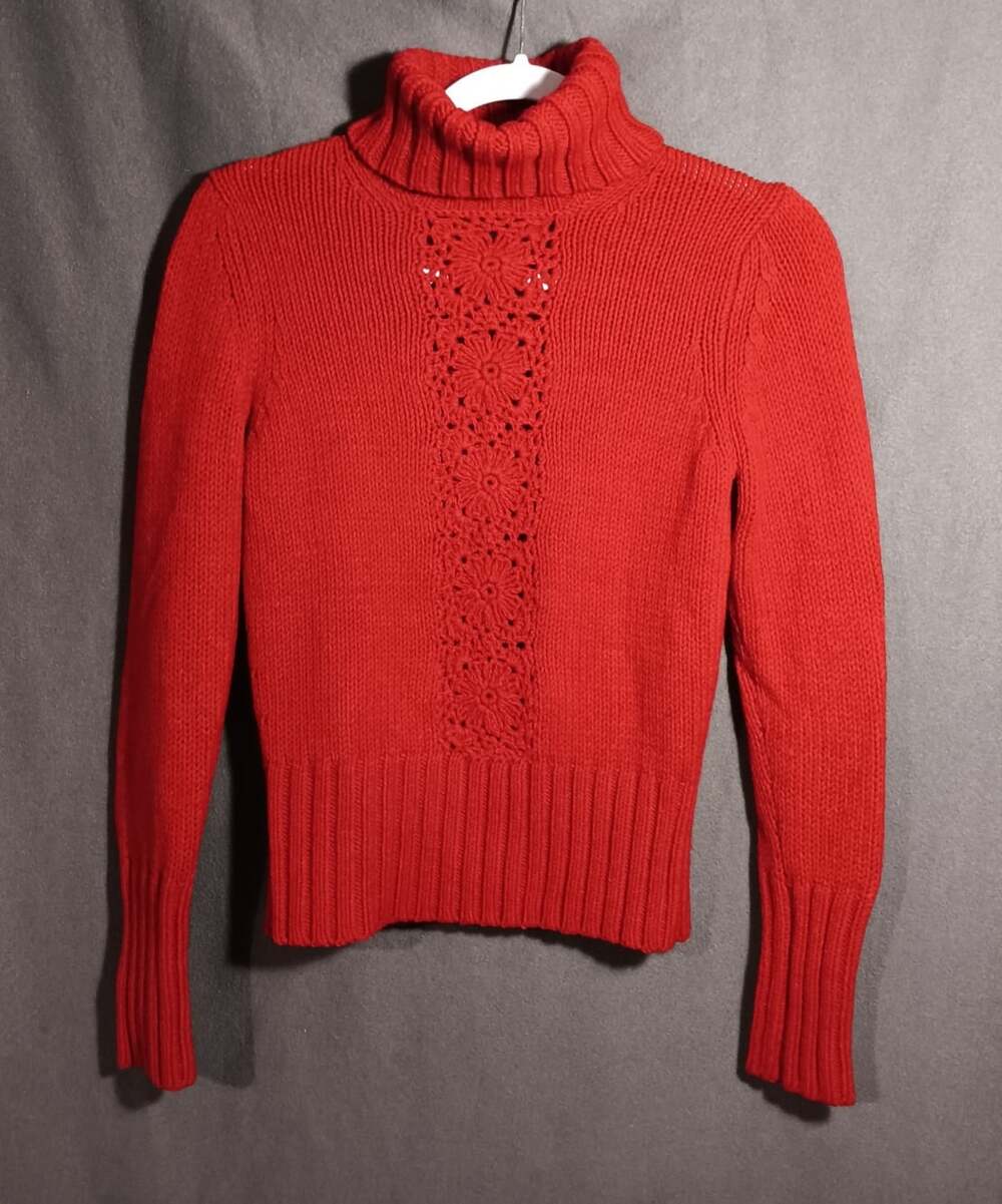 VTG The Limited Hong Kong Wool Blend Red Chunky Turtleneck Sweater XS 80s 90s